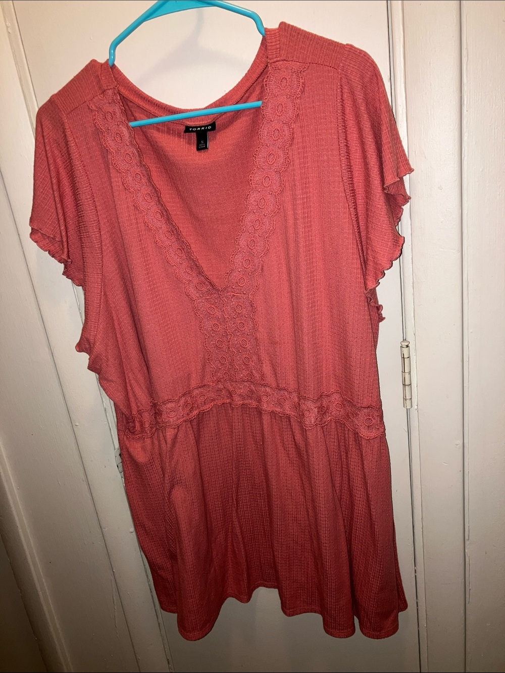 torrid Coral Lace-Trim V-Neck Swim Cover-Up